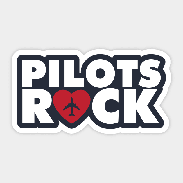 Pilots rock with plane inside hearth Sticker by Avion